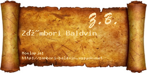 Zámbori Baldvin névjegykártya